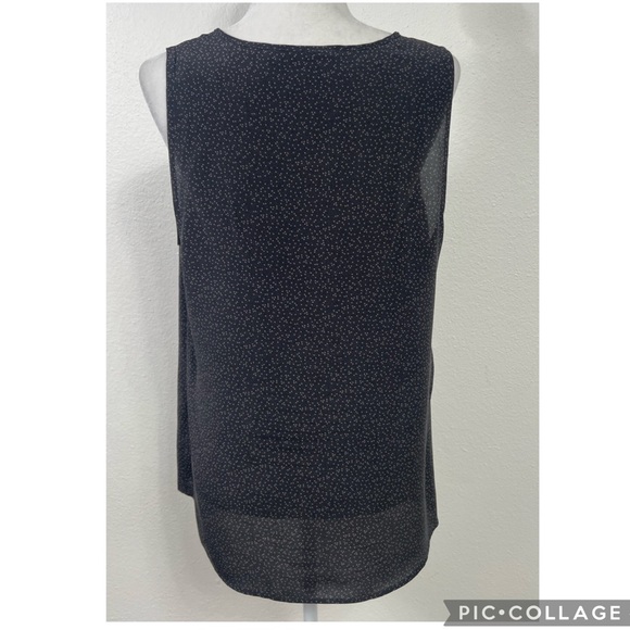 Halogen Women's Silk Gray Tank Top Polka Dot Ruffle Size Large - Picture 2 of 7